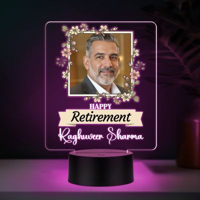 Personalized Happy Retirement LED Lamp with Photo Frame Retirement Gift for Teacher, Professor, Boss, Lawyer Nurse & Doctor Multicolored Light